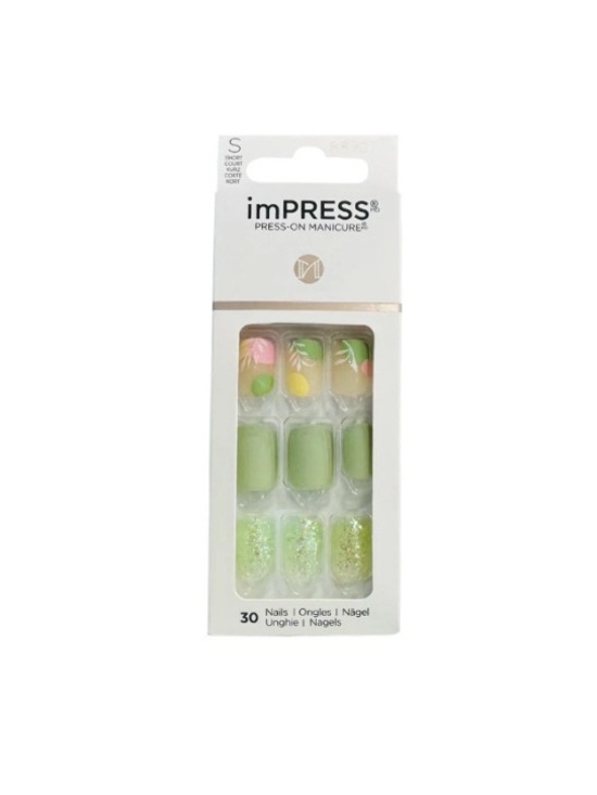 imPRESS Other - imPRESS Spring Green Floral & Glitter Press-On Nails